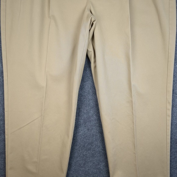 LL Bean Mens 42x32 Comfort Waist Double Pleated Chino Pants Khaki Tan - Picture 6 of 14